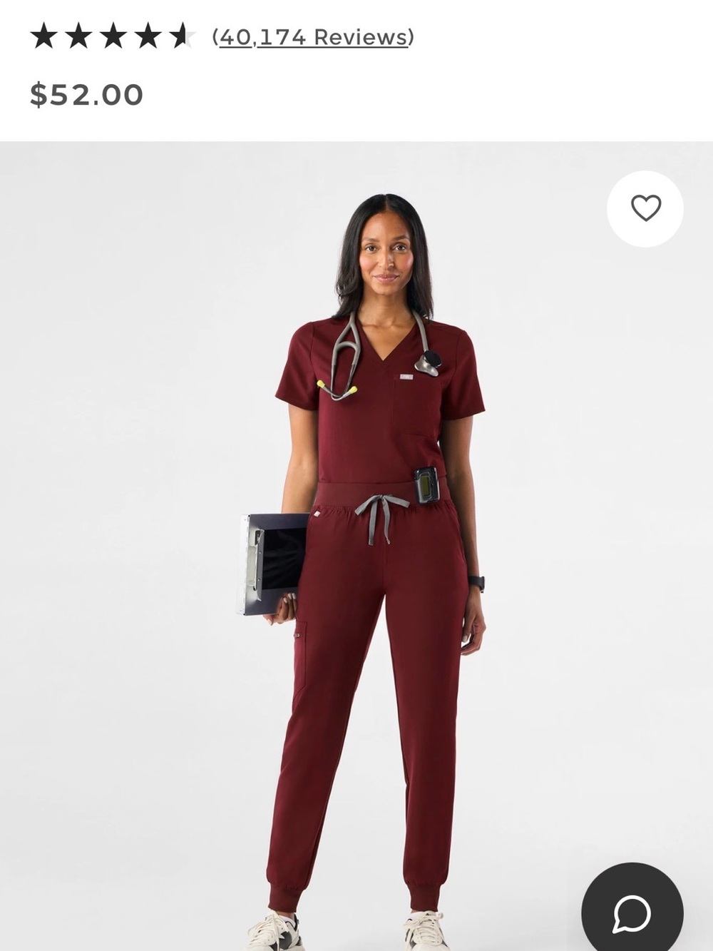 Figs Maroon Zamora Jogger + Catarina Top Scrub Set Size XS